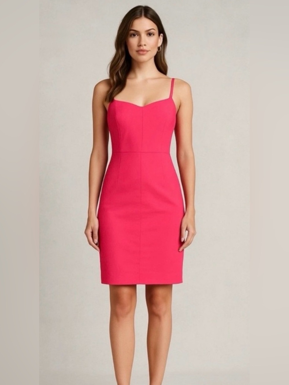 Banana Republic Bi-Stretch Cami Slip Sheath Dress Hot Pink Sz 12